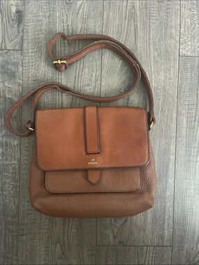 Fossil Cognac Brown Leather Shoulder Bag